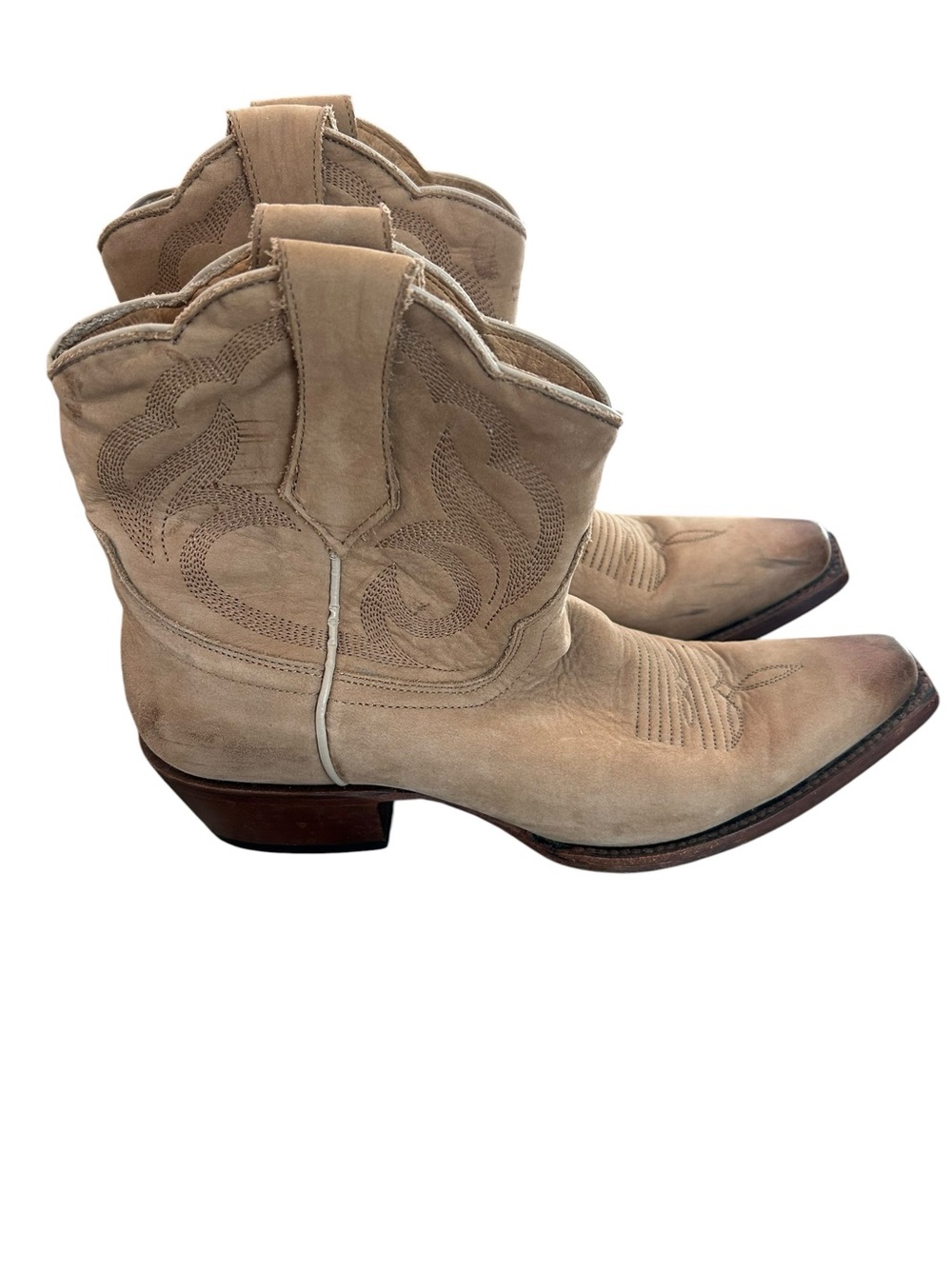 Shyanne Women's Tan Suede Western Ankle Boots size 8